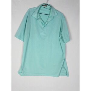 Peter Millar Summer Comfort Polo Shirt Mens L Green Striped Short Sleeve